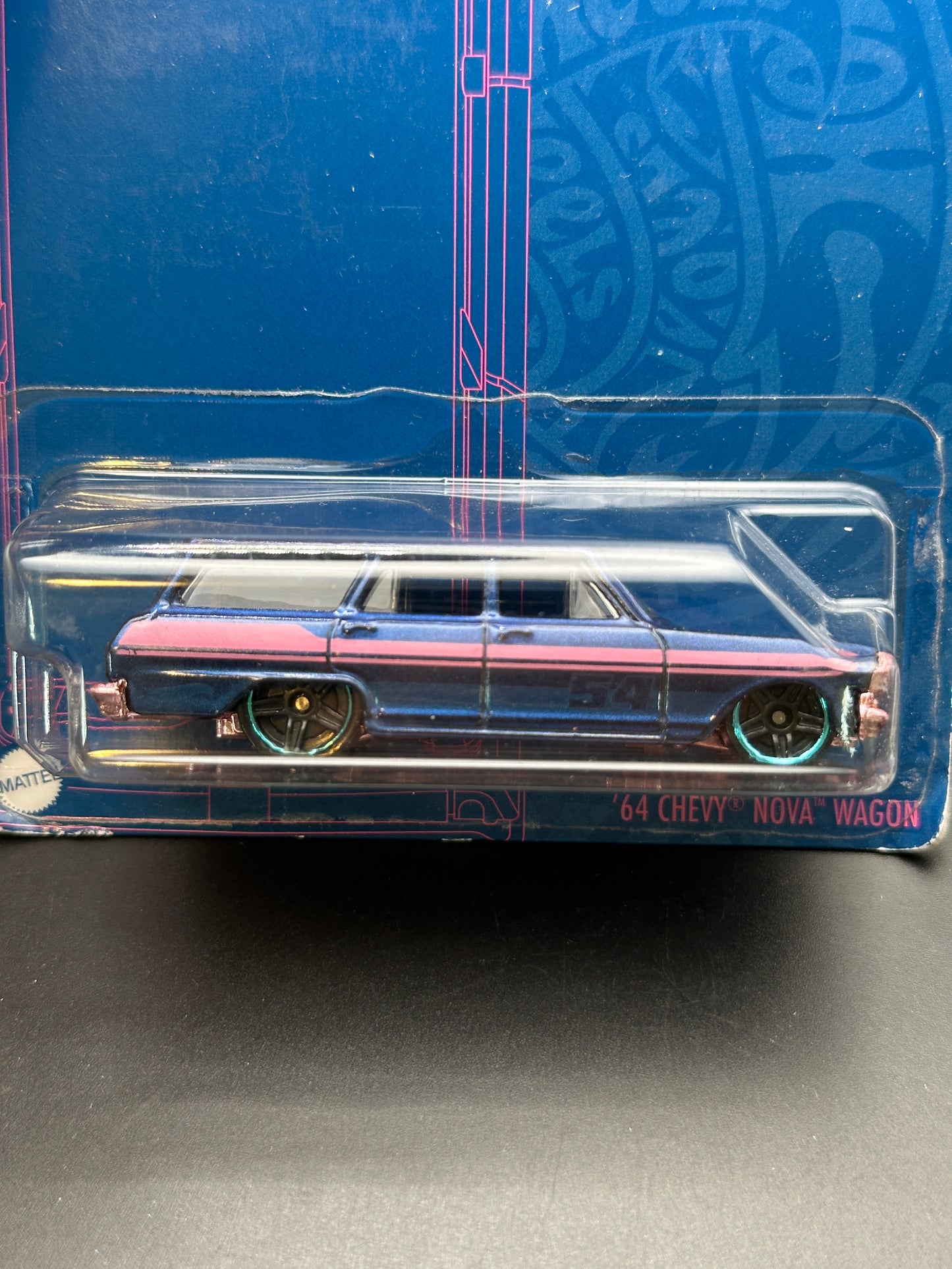 HOT WHEELS - 64 CHEVY NOVA WAGON (2022) - ANNIVERSARY BLUE AND PINK SERIES 5/5