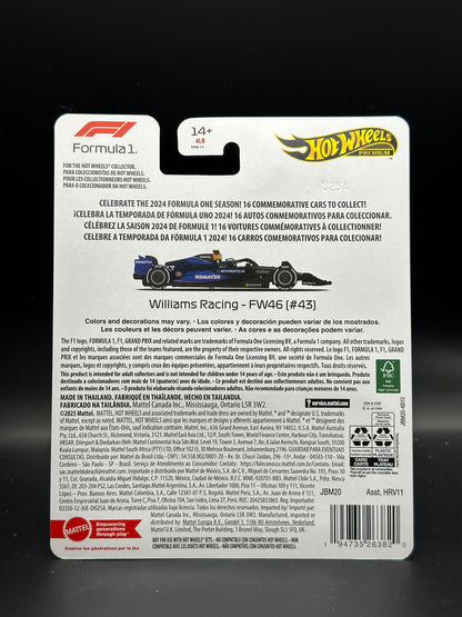 HOT WHEELS - FRANCO COLAPINTO WILLIAM RACING FW46 #43 (2025) - FORMULA 1 SERIES