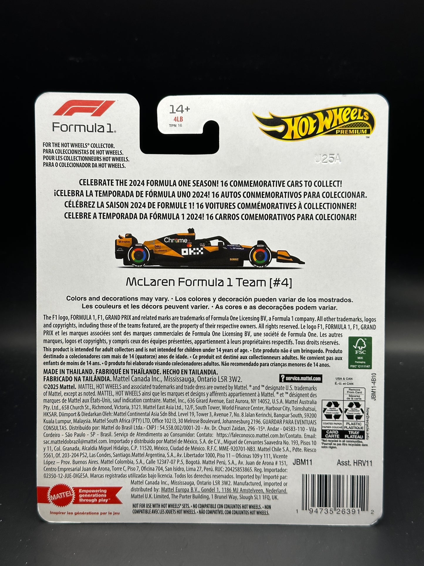 HOT WHEELS - LANDO NORRIS MCLAREN FORMULA 1 TEAM #4 (2025) - FORMULA 1 SERIES