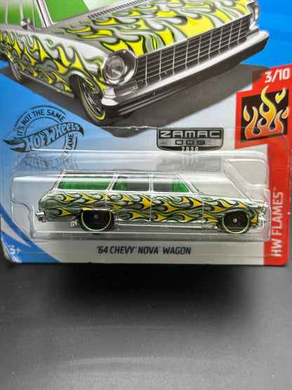 HOT WHEELS - 64 CHEVY NOVA WAGON (2020) - ZAMAC - HW FLAMES 3/10