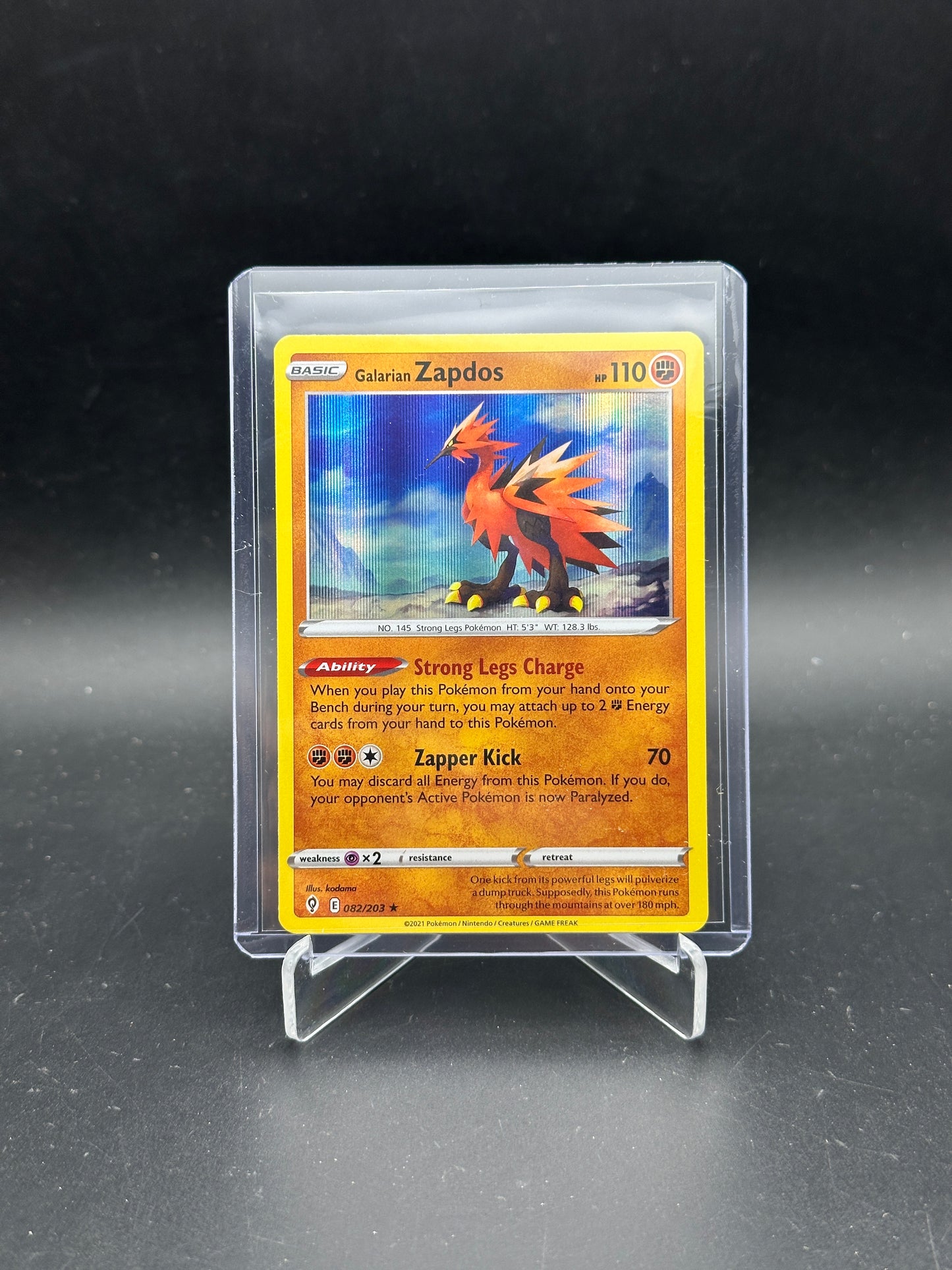 POKEMON TCG - GALARIAN ZAPDOS - HOLO RARE - EVOLVING SKIES - 82/203