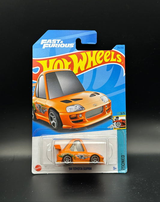 Hot Wheels toy car in packaging with 'Fast & Furious' branding on a black background