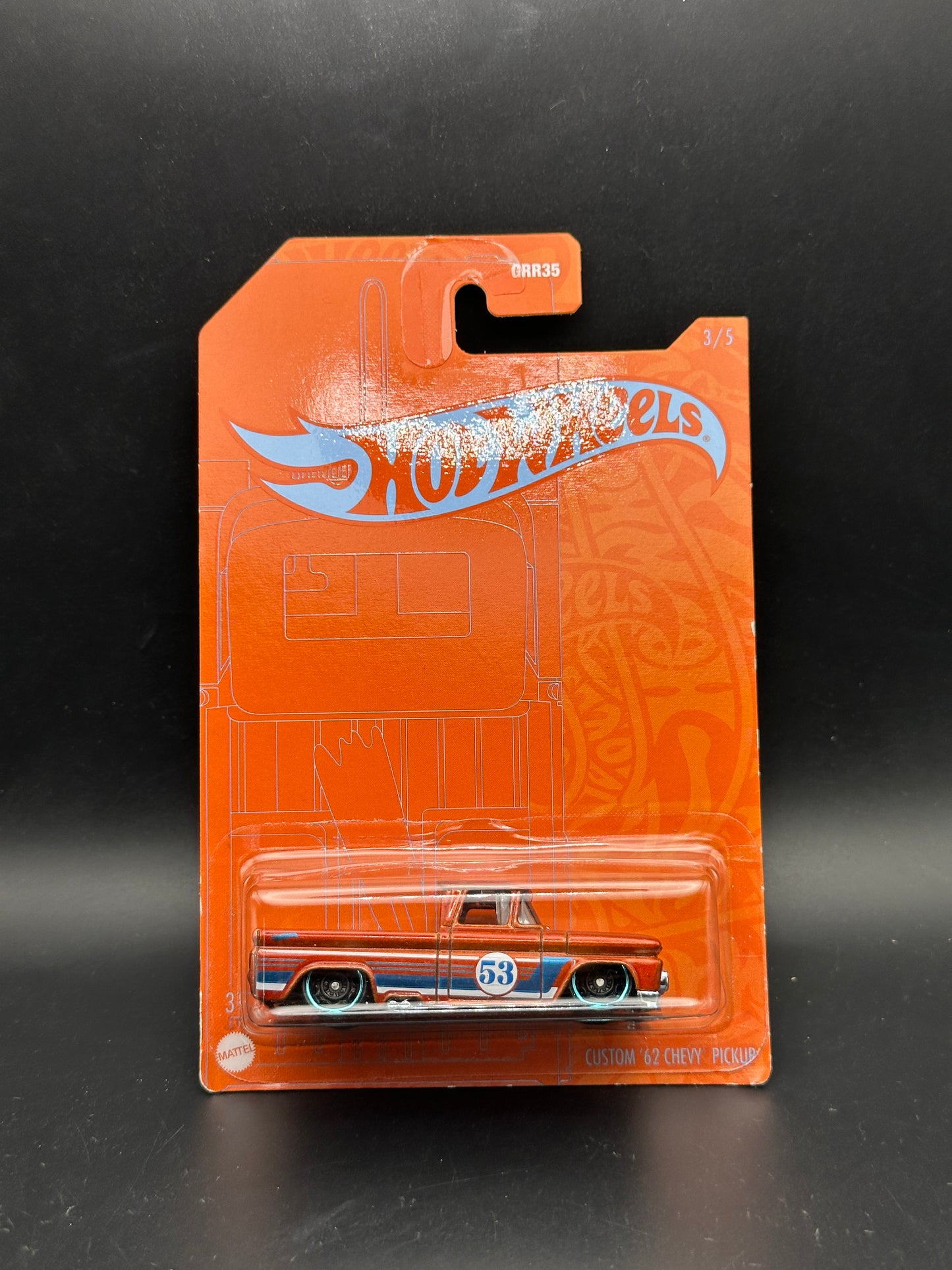 HOT WHEELS - CUSTOM 62 CHEVY PICKUP (2021) - ANNIVERSARY ORANGE & BLUE SERIES 3/5