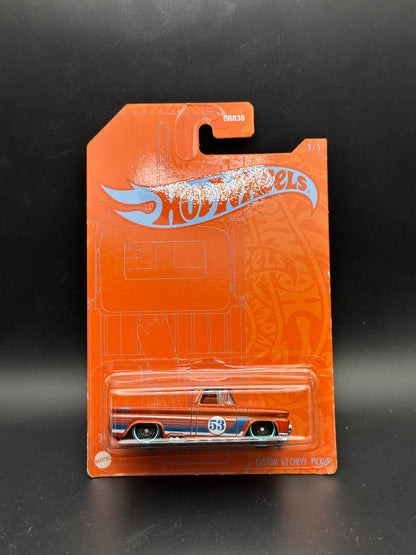 HOT WHEELS - CUSTOM 62 CHEVY PICKUP (2021) - ANNIVERSARY ORANGE & BLUE SERIES 3/5