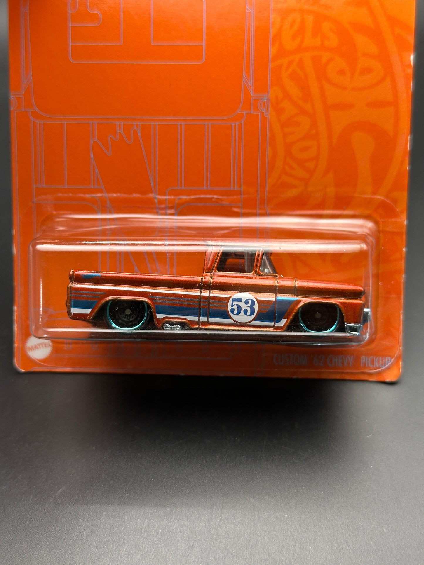 HOT WHEELS - CUSTOM 62 CHEVY PICKUP (2021) - ANNIVERSARY ORANGE & BLUE SERIES 3/5