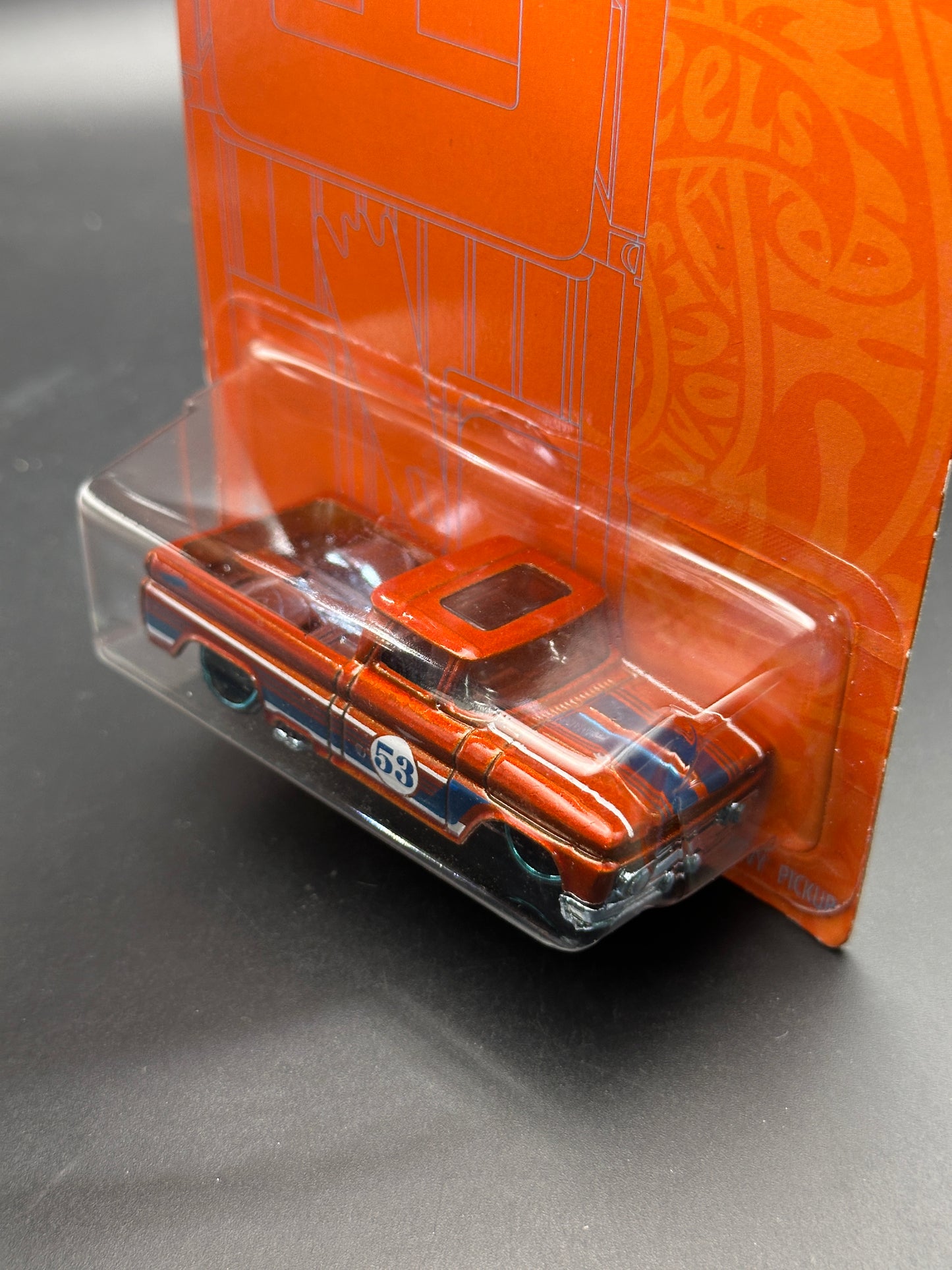 HOT WHEELS - CUSTOM 62 CHEVY PICKUP (2021) - ANNIVERSARY ORANGE & BLUE SERIES 3/5