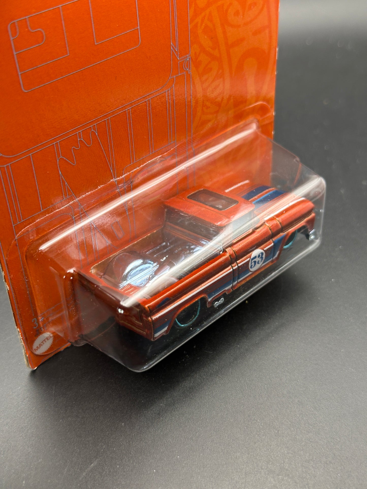 HOT WHEELS - CUSTOM 62 CHEVY PICKUP (2021) - ANNIVERSARY ORANGE & BLUE SERIES 3/5