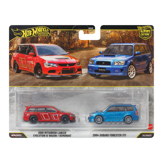 HOT WHEELS - 2005 MITSUBISHI LANCER EVOLUTION IX WAGON - 2004 SUBARU WRX STI (2026) - 2 PACK - PREMIUM / CAR CULTURE