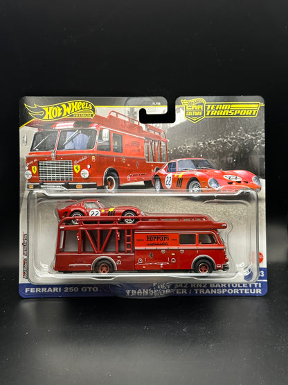 HOT WHEELS - FERRARI 250 GTO (2025) - FIAT 642 RN2 BARTOLETTI TRANSPORTER - TEAM TRANSPORT #83