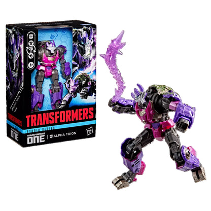 Transformers action figure with packaging on a white background