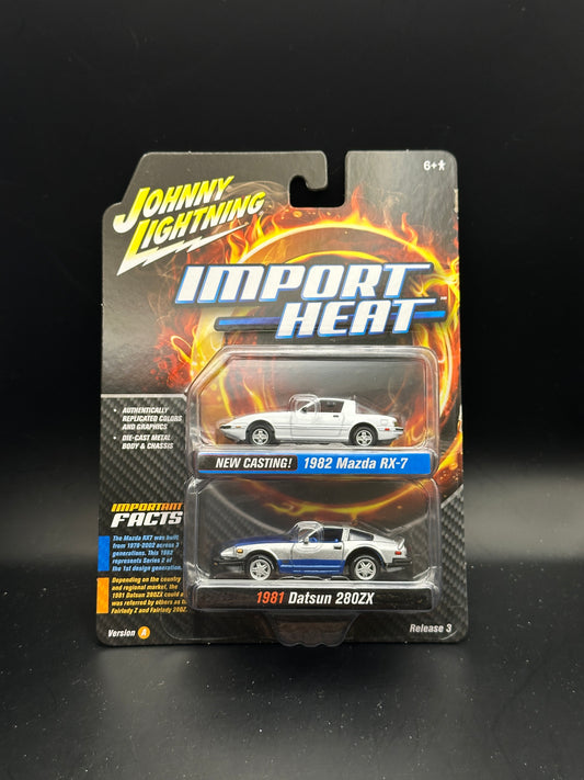 JOHNNY LIGHTNING - 2 PACK IMPORT HEAT - MAZDA RX7 & NISSAN 300ZX