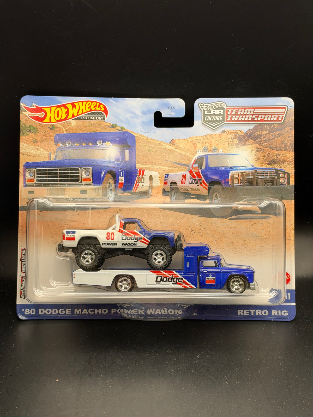 HOT WHEELS - 80 DODGE MACHO POWER WAGON / RETRO RIG (2023) - TEAM TRANSPORT #51
